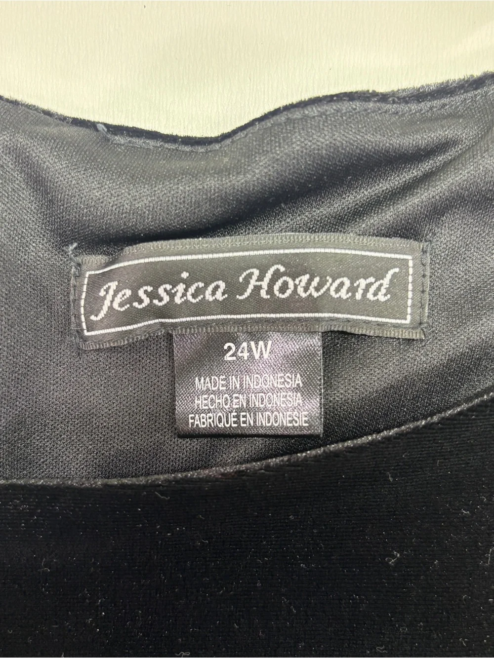 Jessica Howard 24W Black Velvet Silver Jacquard Holiday Party Dress